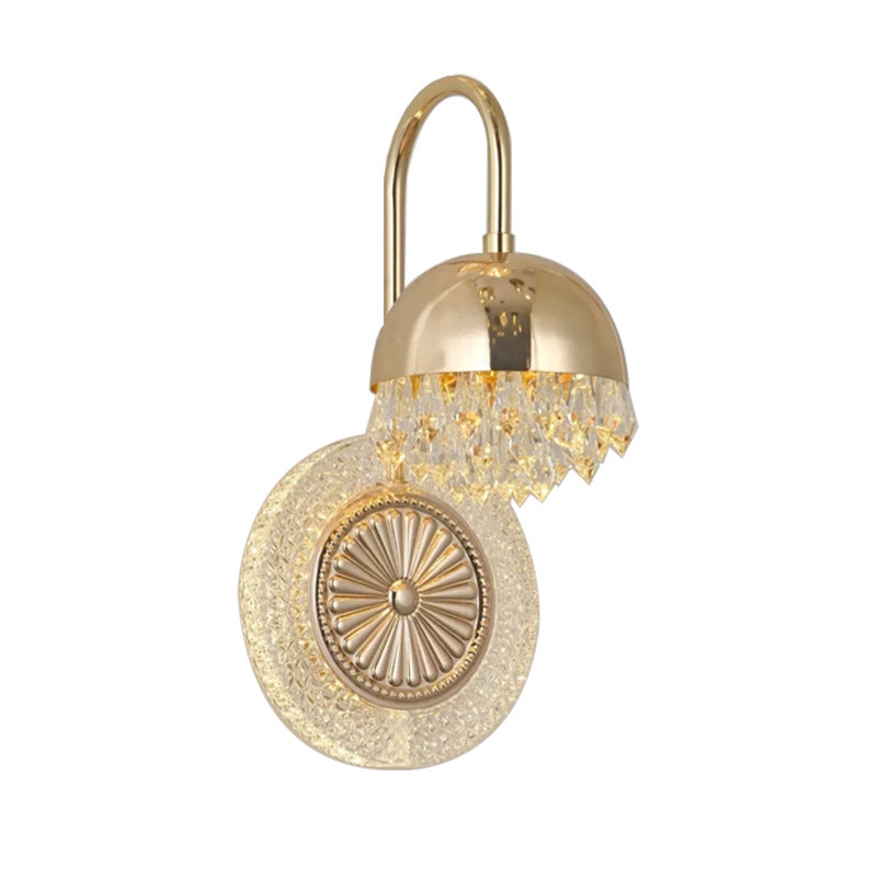 Lampe murale LED en acrylique et cristal rond de luxe contemporain pour le salon 
