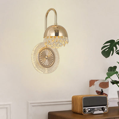 Lampe murale LED en acrylique et cristal rond de luxe contemporain pour le salon 