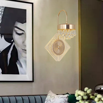 Lampe murale LED en acrylique et cristal rond de luxe contemporain pour le salon 