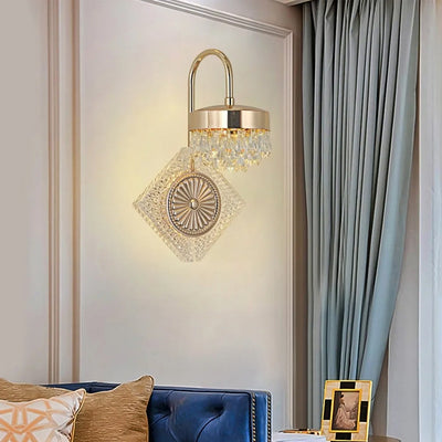 Lampe murale LED en acrylique et cristal rond de luxe contemporain pour le salon 