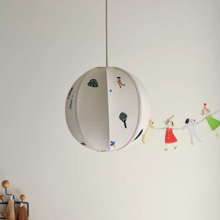 Matériel Vintage Traditionnel Abat-jour Sphérique en Tissu Suspension 1 Lumière Pour Chambre 