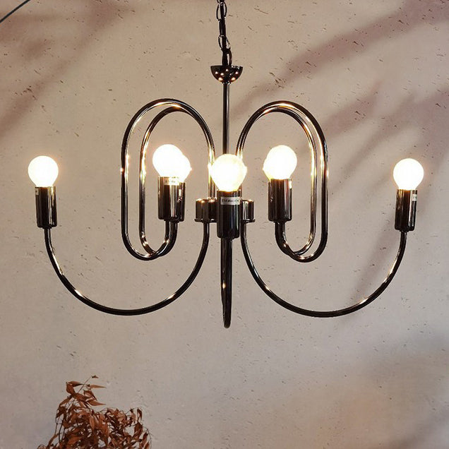 Zeitgenössischer Retro Arc Kohlenstoffstahl Glas 8/12/16-Licht Kronleuchter für Wohnzimmer 