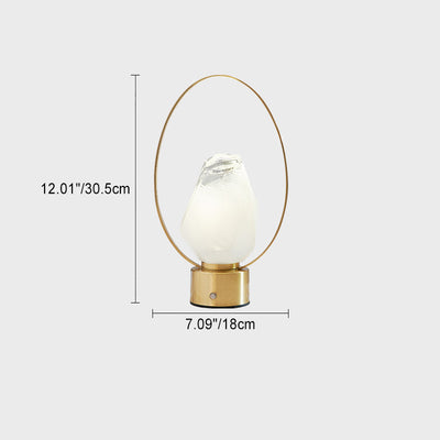 مصباح طاولة LED بظل زجاجي وحجر على شكل حلقة بيضاوية من النحاس USB بتصميم بسيط وحديث للدراسة 