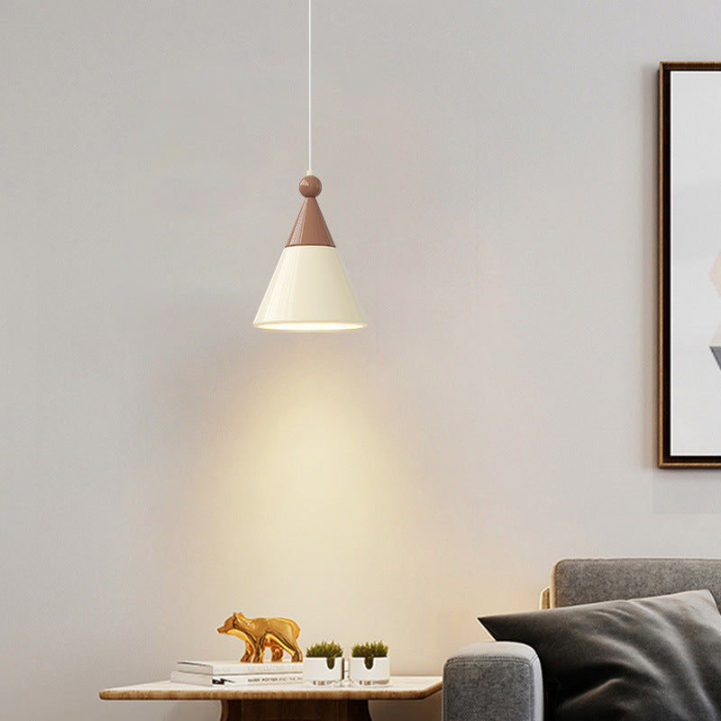 Contemporary Nordic Hardware Resin Conical 1-Light Pendant Light For Bedroom
