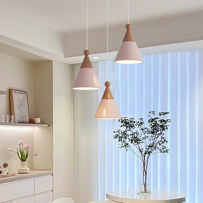 Contemporary Nordic Hardware Resin Conical 1-Light Pendant Light For Bedroom