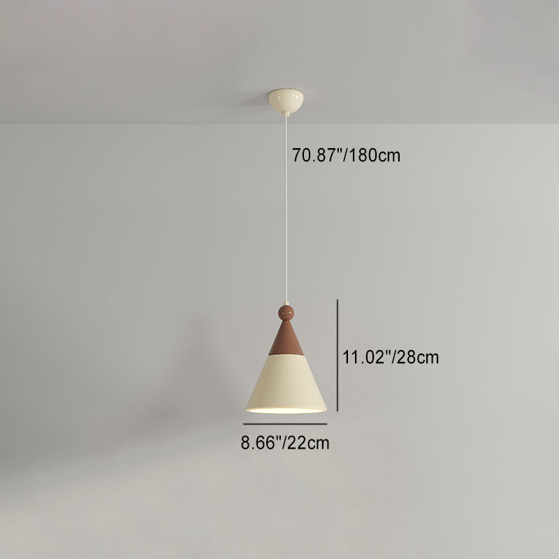 Contemporary Nordic Hardware Resin Conical 1-Light Pendant Light For Bedroom