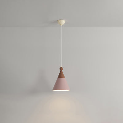 Contemporary Nordic Hardware Resin Conical 1-Light Pendant Light For Bedroom