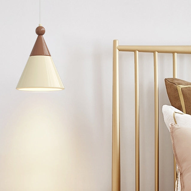 Contemporary Nordic Hardware Resin Conical 1-Light Pendant Light For Bedroom