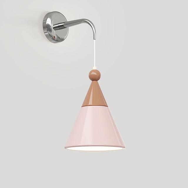 Contemporary Nordic Hardware Resin Conical 1-Light Wall Sconce Lamp For Bedroom