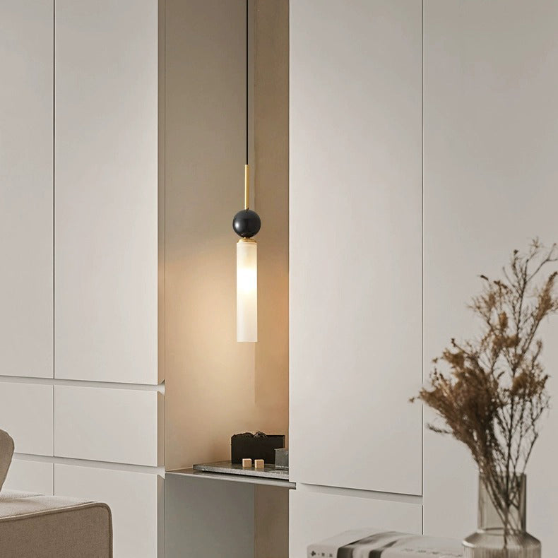 Lustre suspendu moderne de luxe en cuivre et marbre à 1 lumière pour salon 