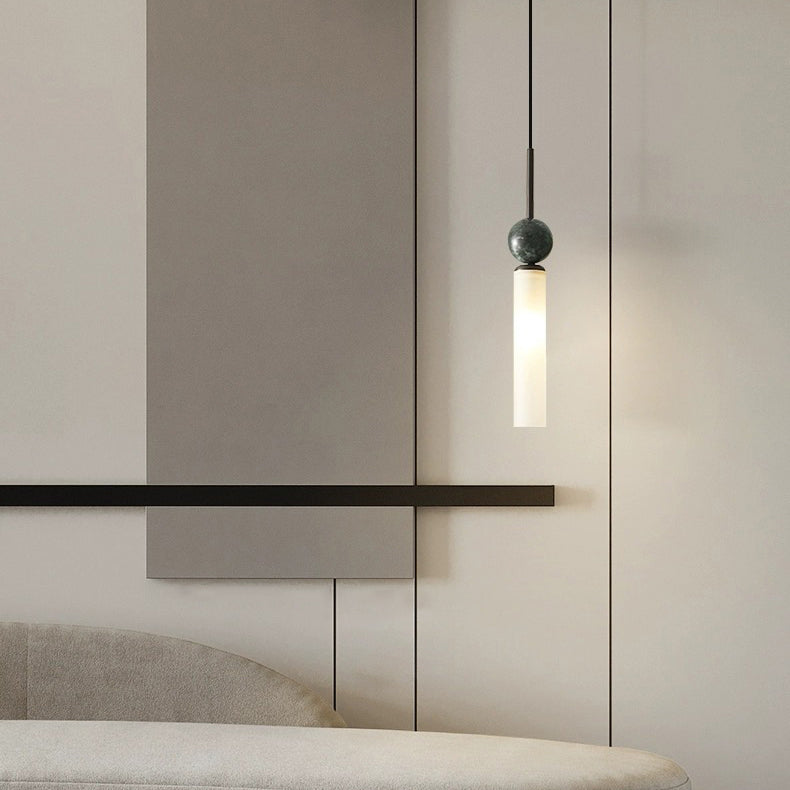 Lustre suspendu moderne de luxe en cuivre et marbre à 1 lumière pour salon 