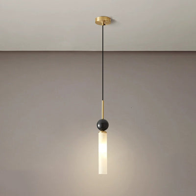 Lustre suspendu moderne de luxe en cuivre et marbre à 1 lumière pour salon 