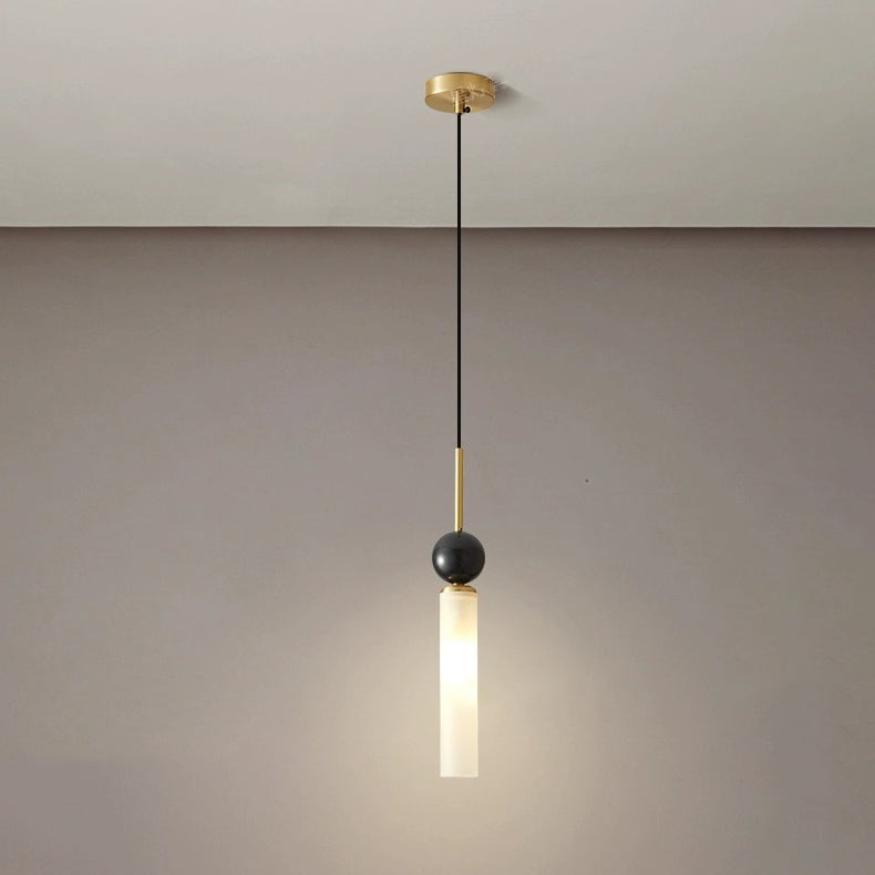 Lustre suspendu moderne de luxe en cuivre et marbre à 1 lumière pour salon 