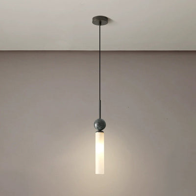 Lustre suspendu moderne de luxe en cuivre et marbre à 1 lumière pour salon 