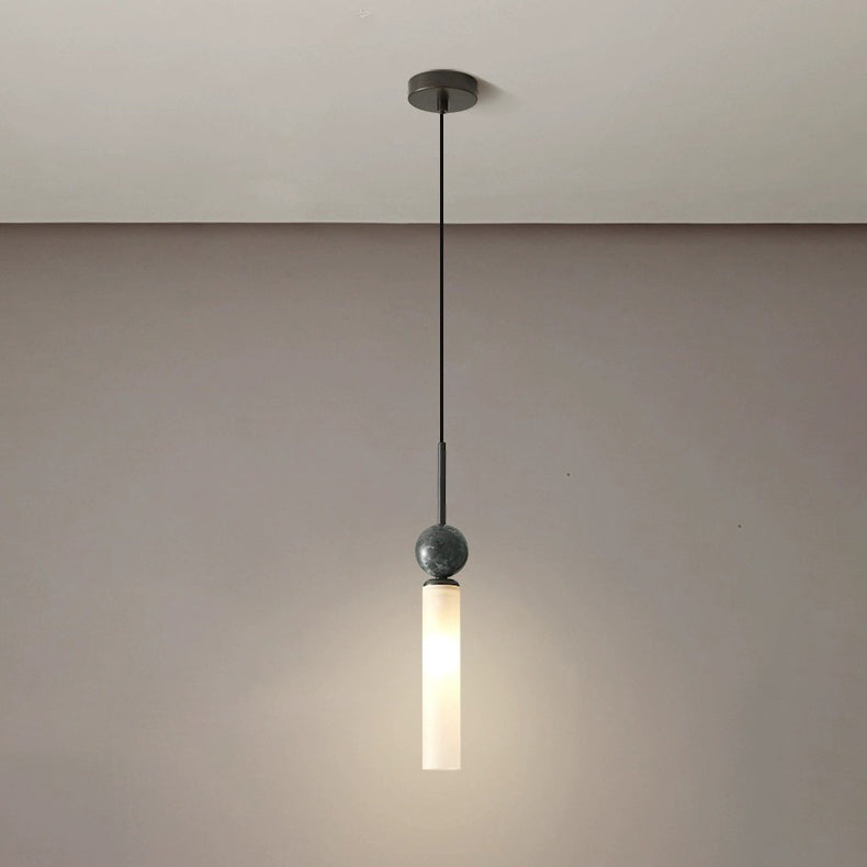 Lustre suspendu moderne de luxe en cuivre et marbre à 1 lumière pour salon 
