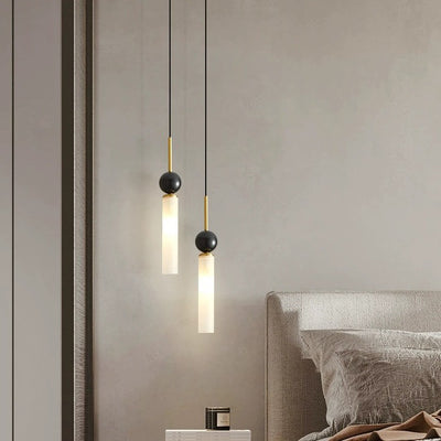 Lustre suspendu moderne de luxe en cuivre et marbre à 1 lumière pour salon 