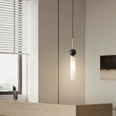 Lustre suspendu moderne de luxe en cuivre et marbre à 1 lumière pour salon 