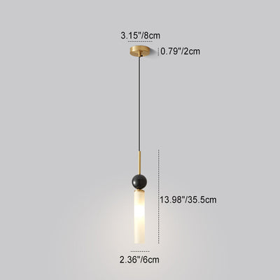 Lustre suspendu moderne de luxe en cuivre et marbre à 1 lumière pour salon 