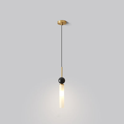 Lustre suspendu moderne de luxe en cuivre et marbre à 1 lumière pour salon 