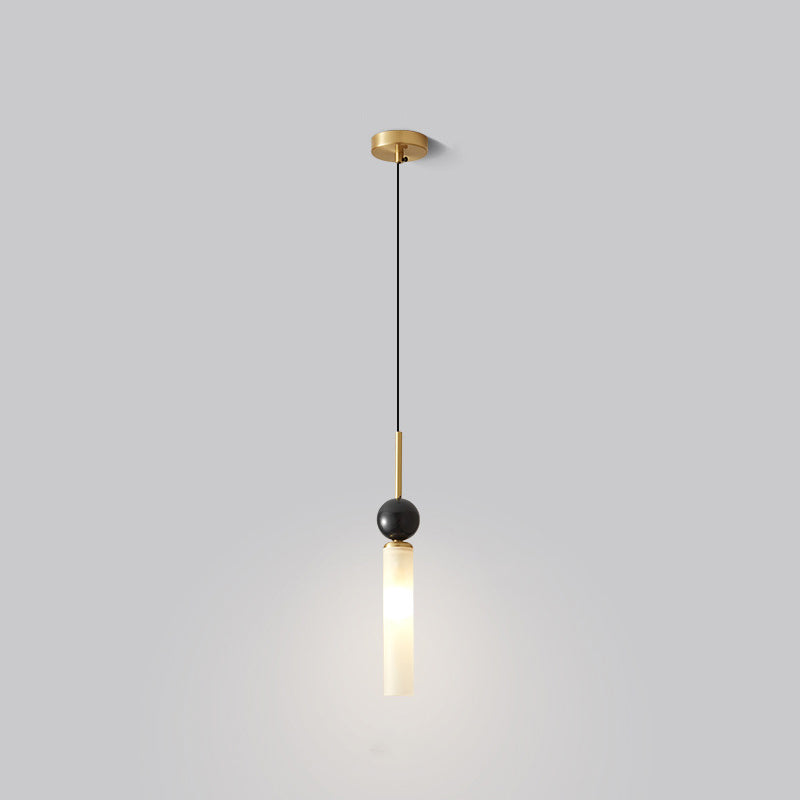 Lustre suspendu moderne de luxe en cuivre et marbre à 1 lumière pour salon 