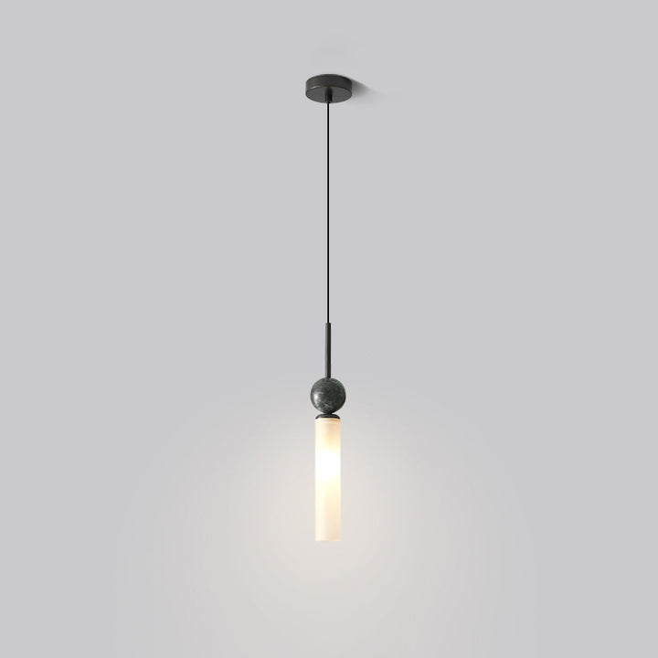 Modern Luxury Full Copper Marble Strip 1-Light Pendant Light For Living Room