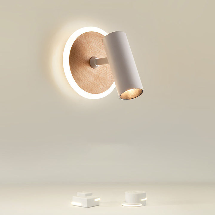 Moderne minimalistische Eisen-Imitation Holzmaserung Acryl LED-Strahler Wandleuchte für Schlafzimmer 