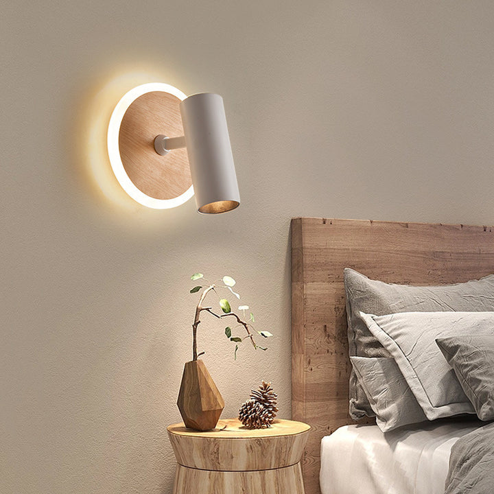 Moderne minimalistische Eisen-Imitation Holzmaserung Acryl LED-Strahler Wandleuchte für Schlafzimmer 