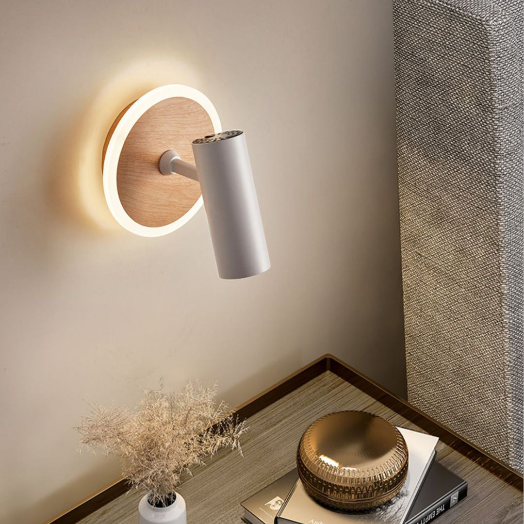 Moderne minimalistische Eisen-Imitation Holzmaserung Acryl LED-Strahler Wandleuchte für Schlafzimmer 