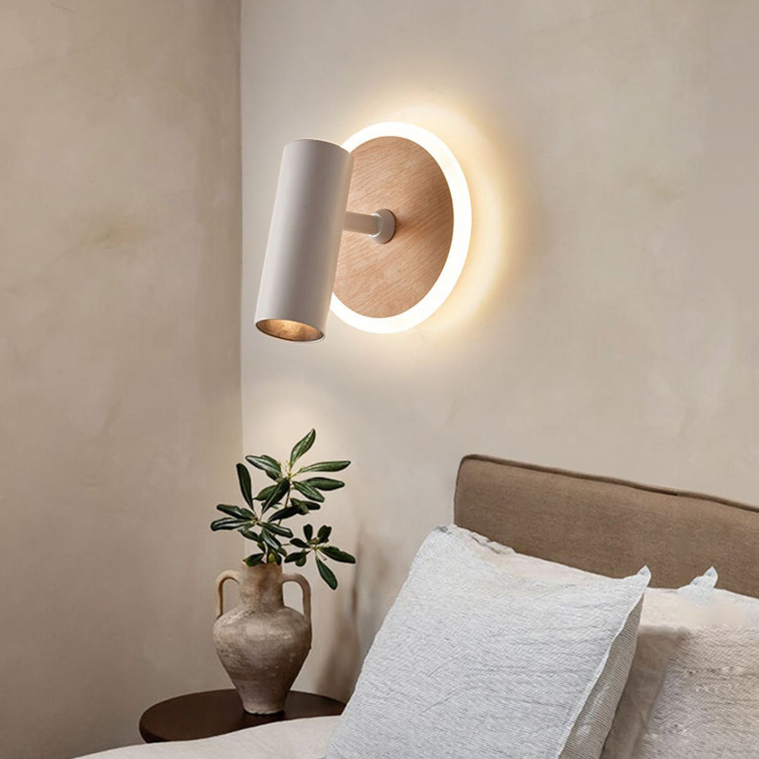 Moderne minimalistische Eisen-Imitation Holzmaserung Acryl LED-Strahler Wandleuchte für Schlafzimmer 