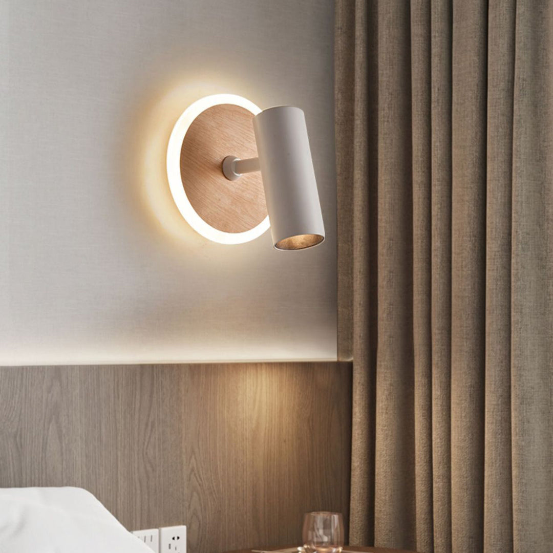 Moderne minimalistische Eisen-Imitation Holzmaserung Acryl LED-Strahler Wandleuchte für Schlafzimmer 