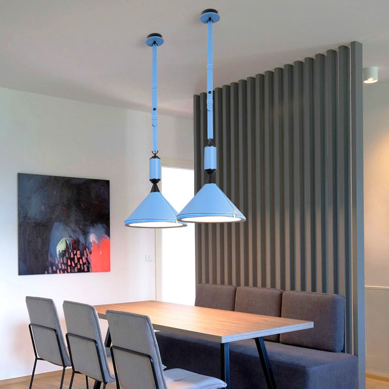 Lámpara colgante contemporánea escandinava de cuero cónica acrílica de 1 luz para dormitorio 