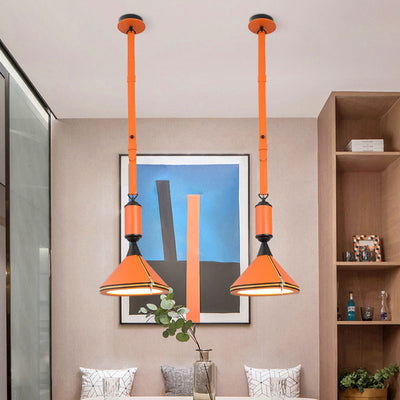 Contemporary Scandinavian Leather Conical Acrylic 1-Light Pendant Light For Bedroom