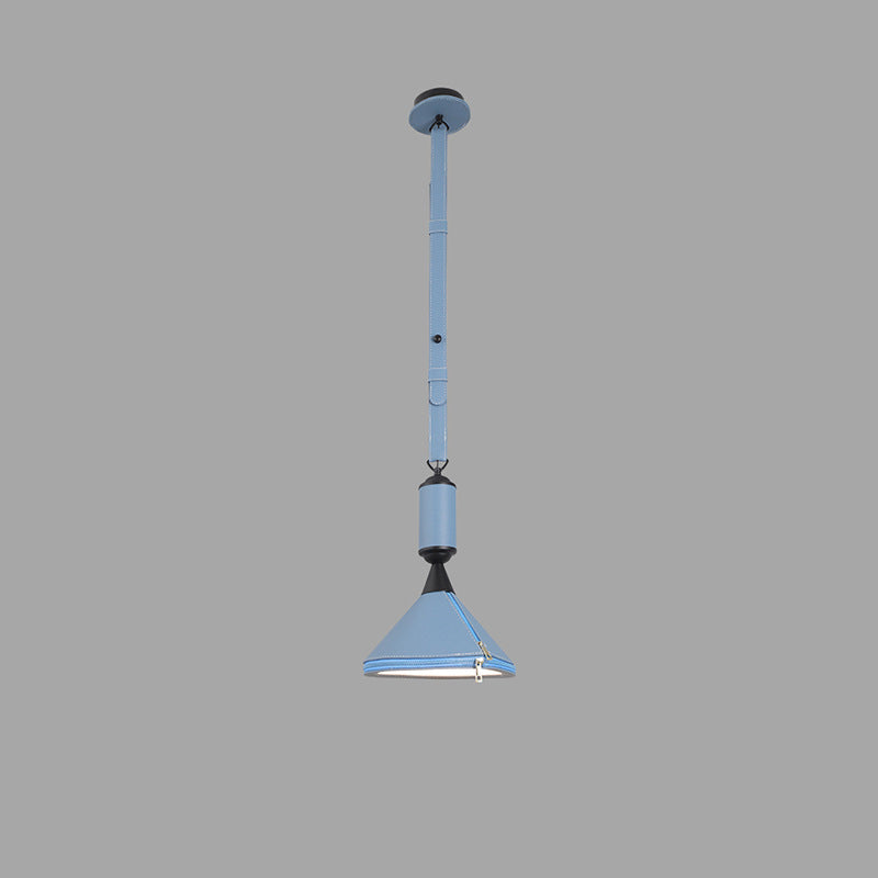 Contemporary Scandinavian Leather Conical Acrylic 1-Light Pendant Light For Bedroom