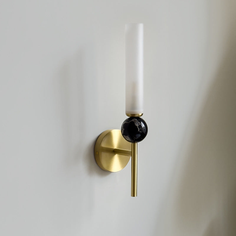 Lampe murale 1 lumière avec abat-jour acrylique en marbre cuivre moderne et luxueux pour chevet 