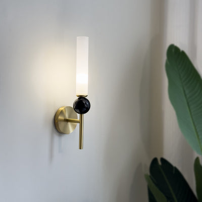 Lampe murale 1 lumière avec abat-jour acrylique en marbre cuivre moderne et luxueux pour chevet 