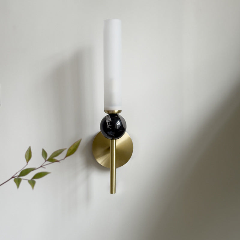 Lampe murale 1 lumière avec abat-jour acrylique en marbre cuivre moderne et luxueux pour chevet 