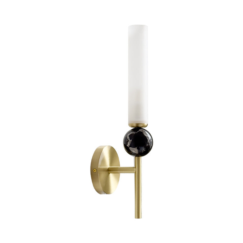 Lampe murale 1 lumière avec abat-jour acrylique en marbre cuivre moderne et luxueux pour chevet 