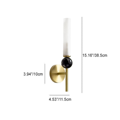 Lampe murale 1 lumière avec abat-jour acrylique en marbre cuivre moderne et luxueux pour chevet 