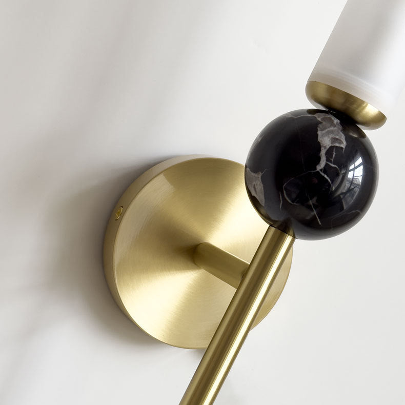 Lampe murale 1 lumière avec abat-jour acrylique en marbre cuivre moderne et luxueux pour chevet 