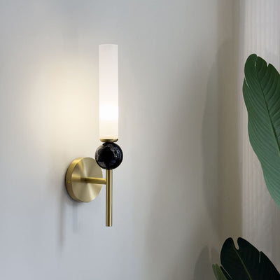 Lampe murale 1 lumière avec abat-jour acrylique en marbre cuivre moderne et luxueux pour chevet 