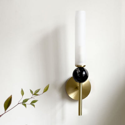 Lampe murale 1 lumière avec abat-jour acrylique en marbre cuivre moderne et luxueux pour chevet 
