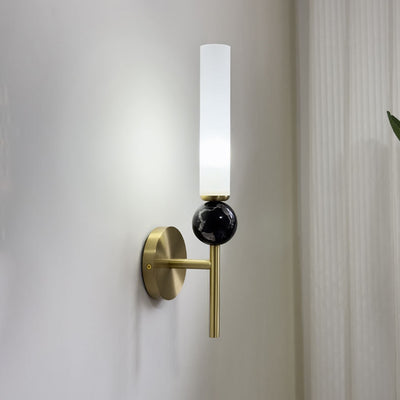 Lampe murale 1 lumière avec abat-jour acrylique en marbre cuivre moderne et luxueux pour chevet 