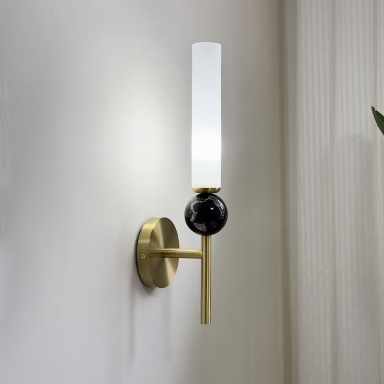 Lampe murale 1 lumière avec abat-jour acrylique en marbre cuivre moderne et luxueux pour chevet 
