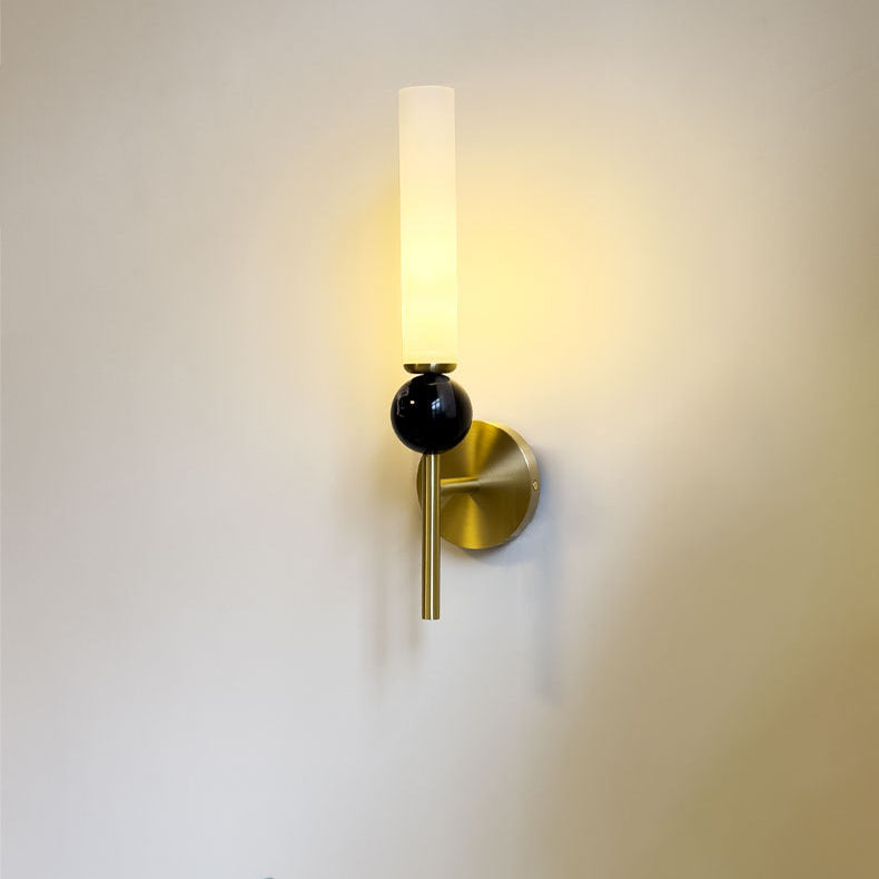 Lampe murale 1 lumière avec abat-jour acrylique en marbre cuivre moderne et luxueux pour chevet 
