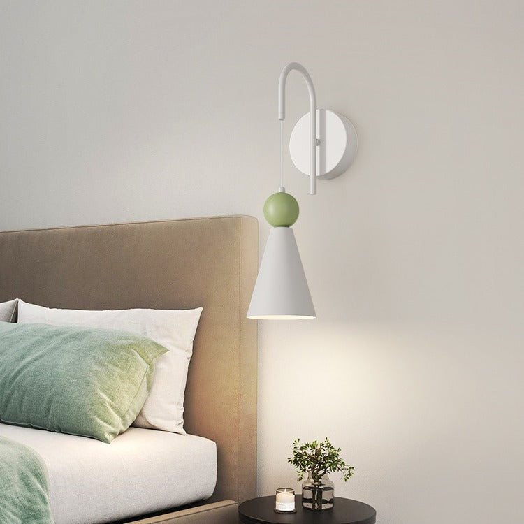 Contemporary Scandinavian Iron Geometric Cone LED Wall Sconce Lamp For Living Room
