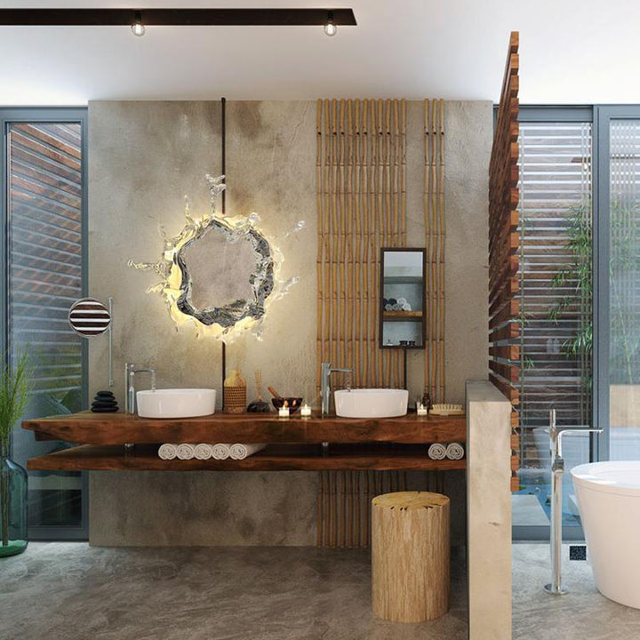 Moderne kreative Wasserspritzer Edelstahl Acryl LED Wandleuchte für Badezimmer 