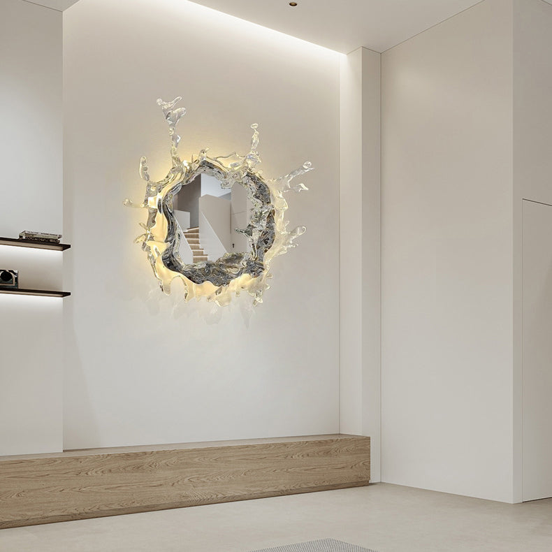 Moderne kreative Wasserspritzer Edelstahl Acryl LED Wandleuchte für Badezimmer 