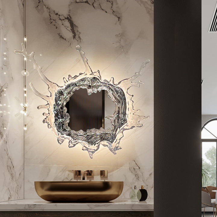 Moderne kreative Wasserspritzer Edelstahl Acryl LED Wandleuchte für Badezimmer 