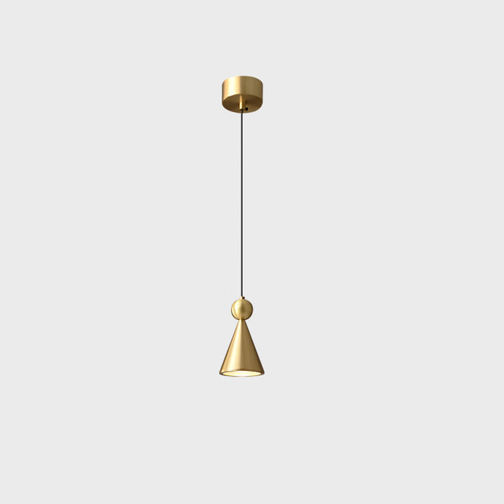 Lustre LED conique géométrique en cuivre moderne et luxueux pour salon 