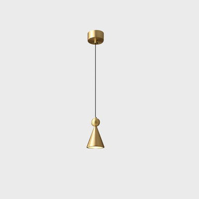 Lustre LED conique géométrique en cuivre moderne et luxueux pour salon 